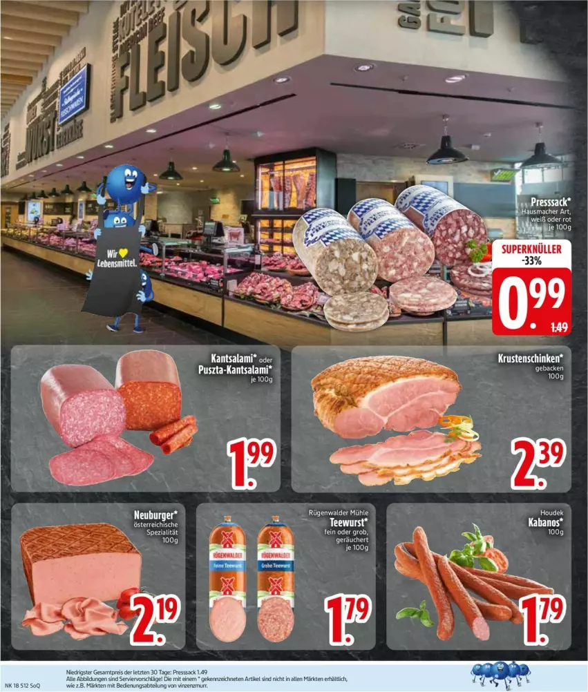 Aktueller Prospekt Edeka - Prospekte - von 27.04 bis 02.05.2026 - strona 14 - produkty: burger, kabanos, Krustenschinken, Neuburger, salami, schinken, Spezi, tee, teewurst, wurst