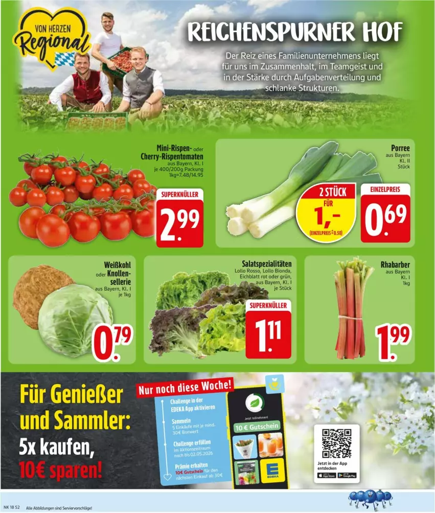 Aktueller Prospekt Edeka - Prospekte - von 27.04 bis 02.05.2026 - strona 4 - produkty: bio, eis, elle, reis, rhabarber, rispentomaten, salat, Spezi, tomate, tomaten, Weißkohl