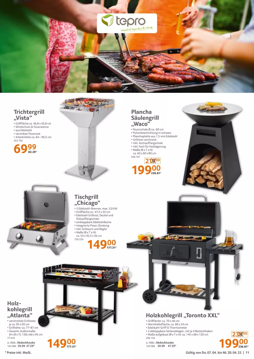 Aktueller Prospekt Selgros - Grillsaison - von 07.04 bis 20.04.2022 - strona 11 - produkty: abdeckhaube, Bau, besteck, decke, Deckel, edelstahl, eis, feuerschale, grill, grillfläche, grillrost, Holz, holzkohle, holzkohlegrill, Kohlegrill, latte, piezo-zündung, reis, Säulengrill, Schal, Schale, schlauch, thermometer, Ti, tisch, tischgrill, Trichtergrill, Wanne, Windschutz