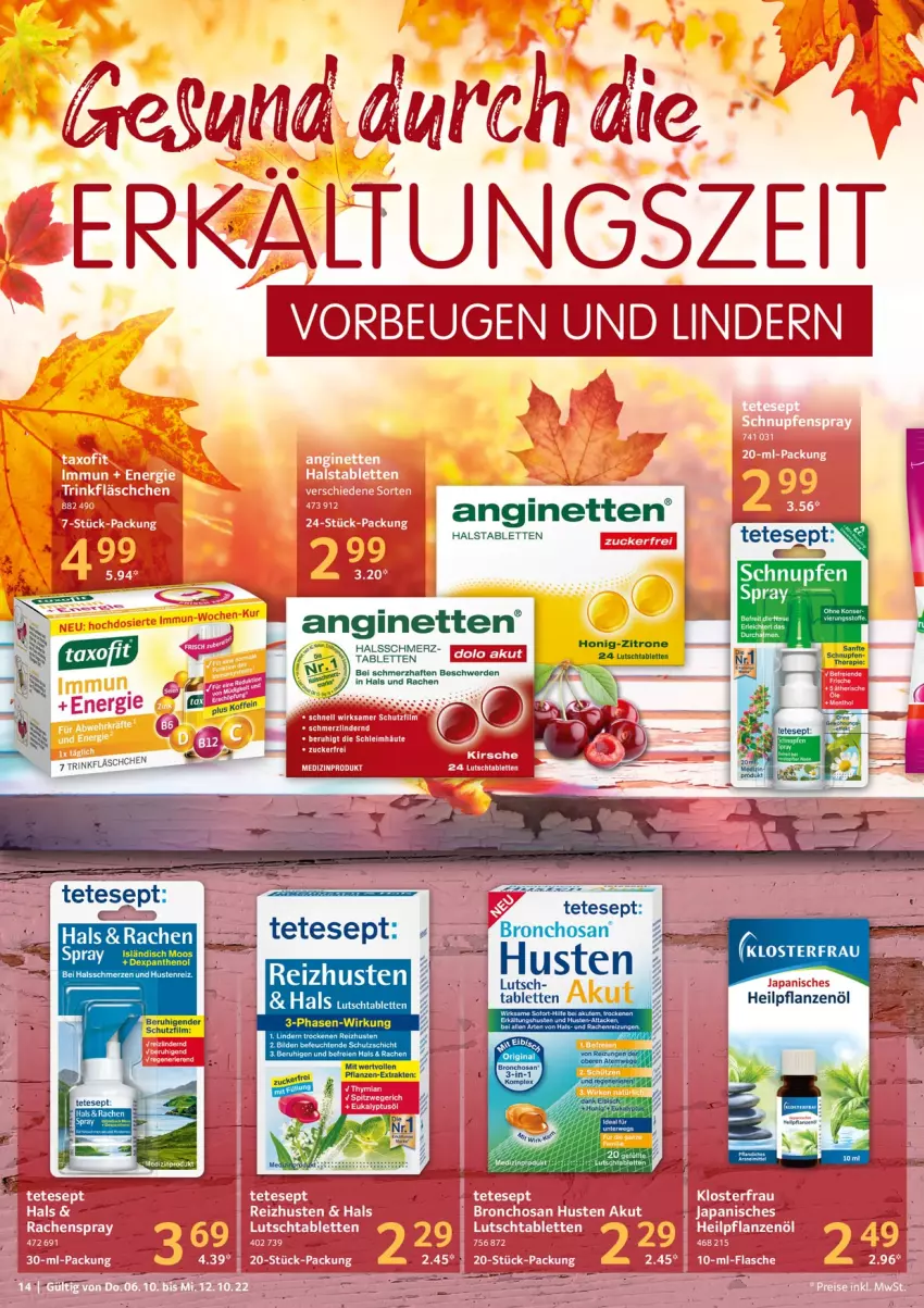 Aktueller Prospekt Selgros - Food - von 06.10 bis 12.10.2022 - strona 14 - produkty: erde, Erkältungs, gin, honig, pflanze, pflanzen, Pflanzenöl, rwe, tablet, tablett, Tablette, tuc, zitrone