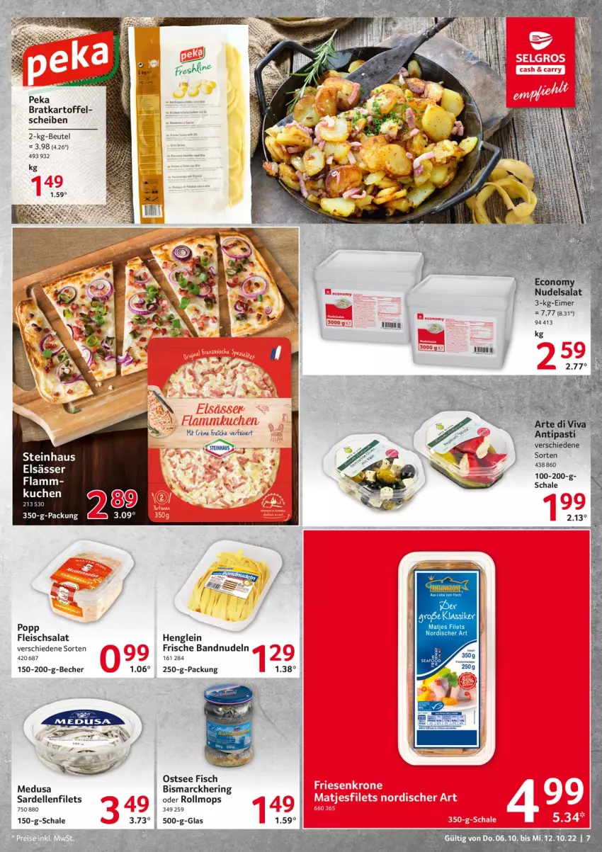 Aktueller Prospekt Selgros - Food - von 06.10 bis 12.10.2022 - strona 7 - produkty: Becher, beutel, bismarck, dell, eimer, eis, elle, filet, filets, fisch, fleisch, fleischsalat, henglein, hering, kartoffel, lamm, nudel, nudeln, nudelsalat, Popp, ring, salat, Sardellen, Schal, Schale, steinhaus, Ti