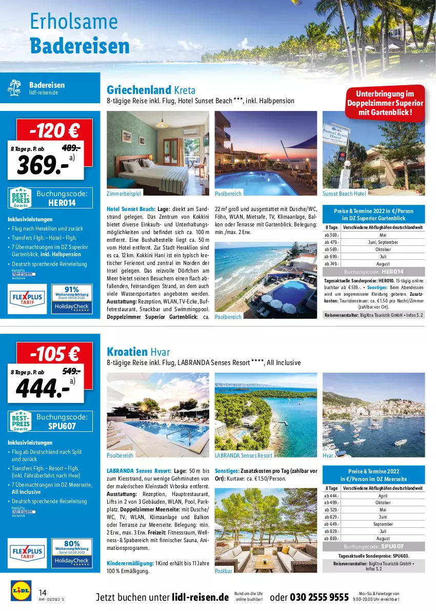 Aktueller Prospekt Lidl - Monatliche Reise-Highlights - von 26.02 bis 30.04.2022 - strona 14 - produkty: angebot, angebote, axe, Bad, bestpreis, buch, dusche, eier, eis, elle, erde, Garten, inklusivleistungen, Kinder, kleid, Kleidung, kurtaxe, labranda, LG, lion, pool, pril, reis, reiseveranstalter, rezept, ring, rum, snack, Sport, Ti, tisch, uhr, wasser, Wassersport, zimmerbeispiel