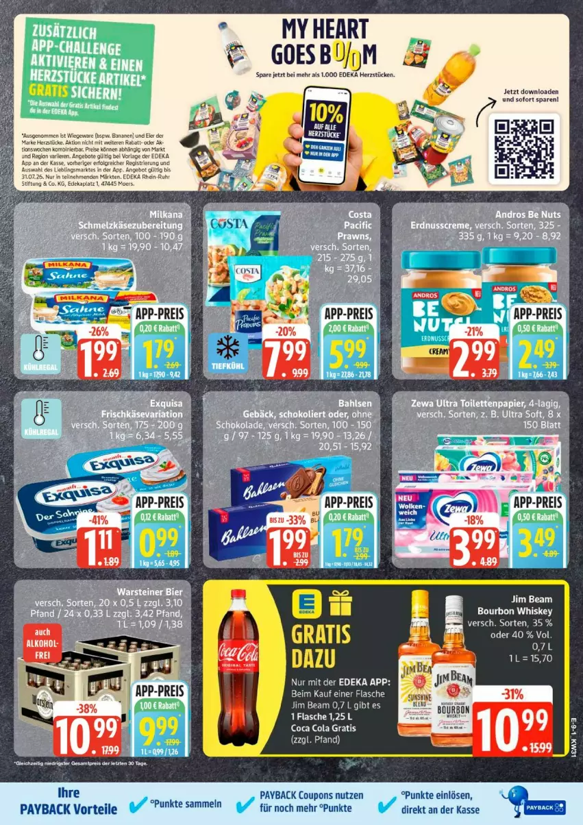 Aktueller Prospekt Edeka - Prospekte - von 27.07 bis 01.08.2026 - strona 10 - produkty: banane, bananen, bourbon, bourbon whiskey, cola, coupon, coupons, deka, eis, flasche, jim beam, LG, payback, reis, Ti, whiskey