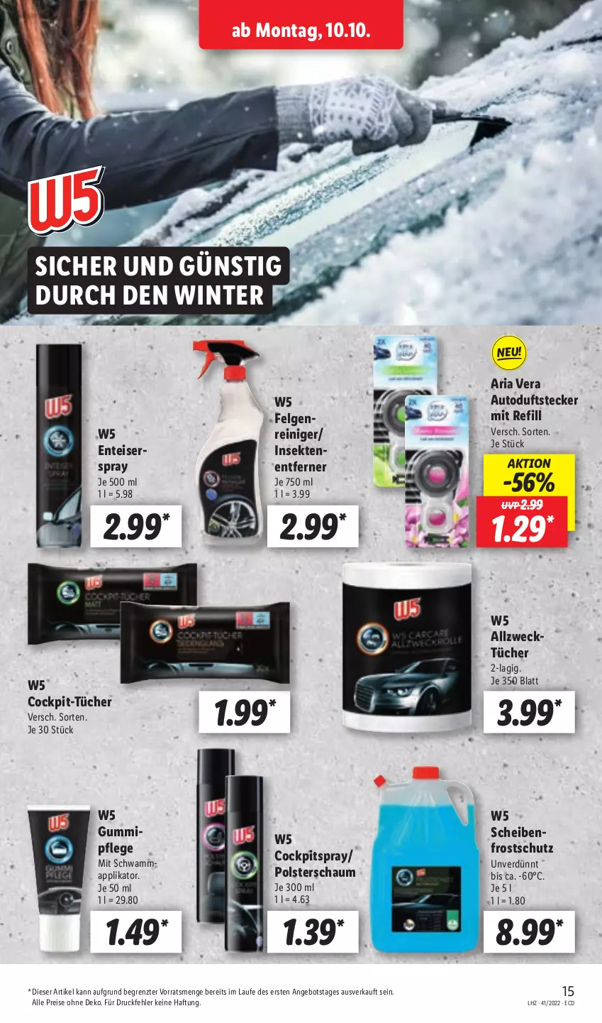 Aktueller Prospekt Lidl - Aktionsprospekt - von 10.10 bis 15.10.2022 - strona 17 - produkty: angebot, auto, eis, ente, felgen, LG, reiniger, reis, Ria, schwamm, Schwammapplikator, sekt, Ti, tücher, weck, ZTE