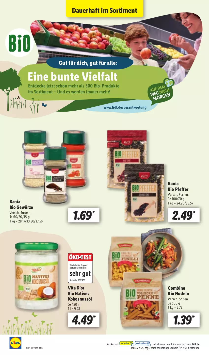 Aktueller Prospekt Lidl - Aktionsprospekt - von 10.10 bis 15.10.2022 - strona 58 - produkty: auer, bio, decke, erde, gewürz, kokos, kokosnuss, Kokosnussöl, ndk, nudel, nudeln, nuss, pfeffer, Schal, Schale, Ti, vita