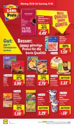 Gazetka promocyjna Lidl - Aktionsprospekt - Gazetka - ważna od 15.10 do 15.10.2022 - strona 10 - produkty: auer, Bau, Bauer, daim, eduscho, eis, filegro, filet, filterkaffee, fisch, fol epi, frucht, fruchtjoghurt, garnelen, géramont, gutfried, hähnchenbrust, hilcona, iglo, joghur, joghurt, kaffee, mac, milka, ndk, reis, Schal, Schale, schnäppchen, Ti, torte, tortelloni