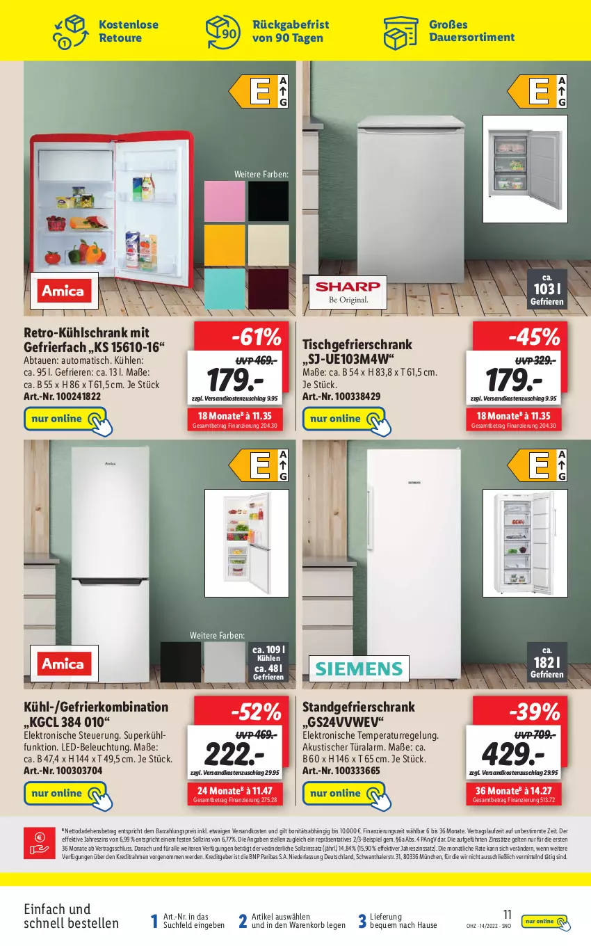 Aktueller Prospekt Lidl - Aktuelle Onlineshop-Highlights - von 04.04 bis 10.04.2022 - strona 11 - produkty: auer, auto, beleuchtung, eis, Elektro, elle, erde, gefrierfach, gefrierkombination, gefrierschrank, korb, kühlschrank, kühlschrank mit, led-beleuchtung, ndk, reis, Schrank, Ti, tisch