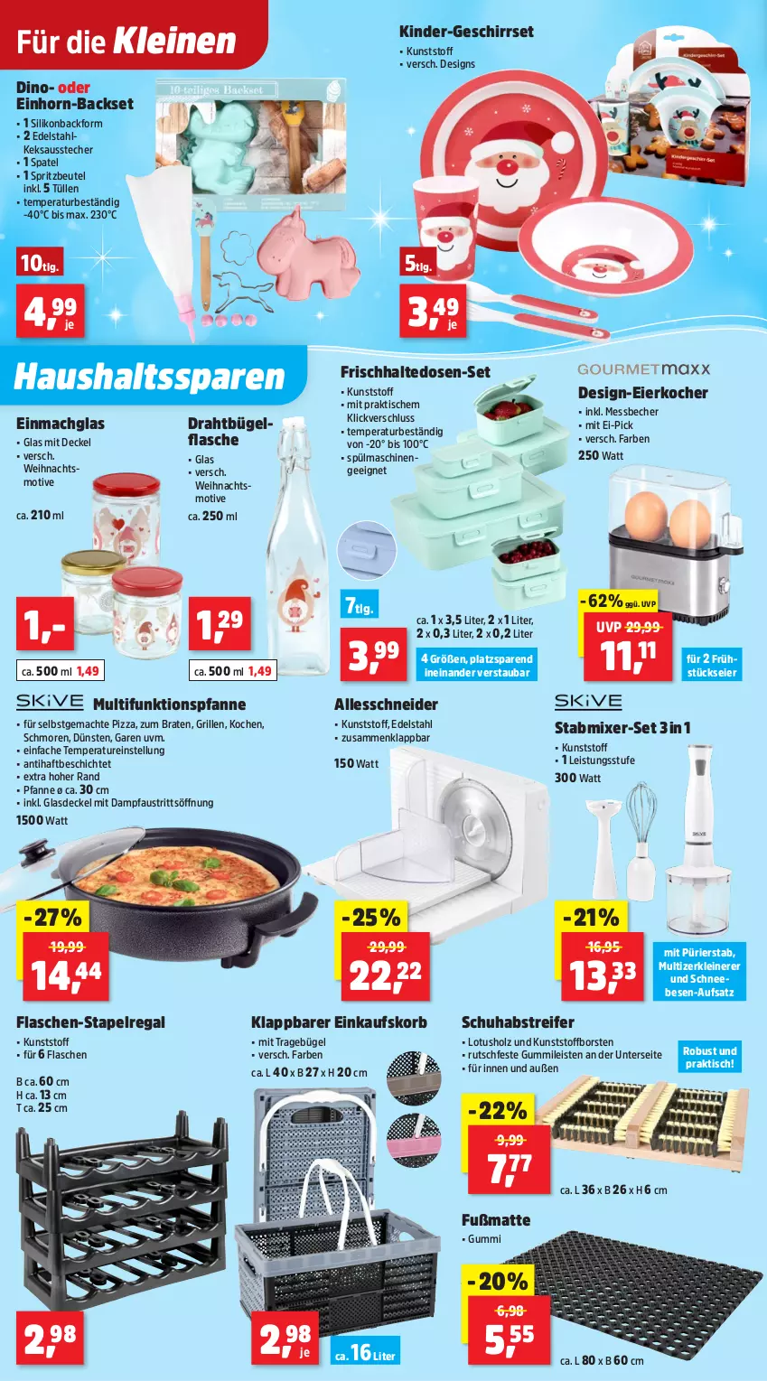Aktueller Prospekt Thomas Philipps - von 27.10 bis 01.11.2025 - strona 10 - produkty: Ausstecher, aust, Backform, Becher, beutel, braten, bügel, bügelflasche, decke, Deckel, Draht, edelstahl, eier, Eierkocher, einkaufskorb, einmachglas, eis, flasche, frischhaltedosen, Fußmatte, geschirr, Glasdeckel, grill, Holz, keks, Kinder, Kocher, korb, leine, LG, mac, Messbecher, Mixer, pfanne, Pfau, pizza, regal, Schneebesen, spülmaschinen, stabmixer, Ti, tisch, Zerkleinerer