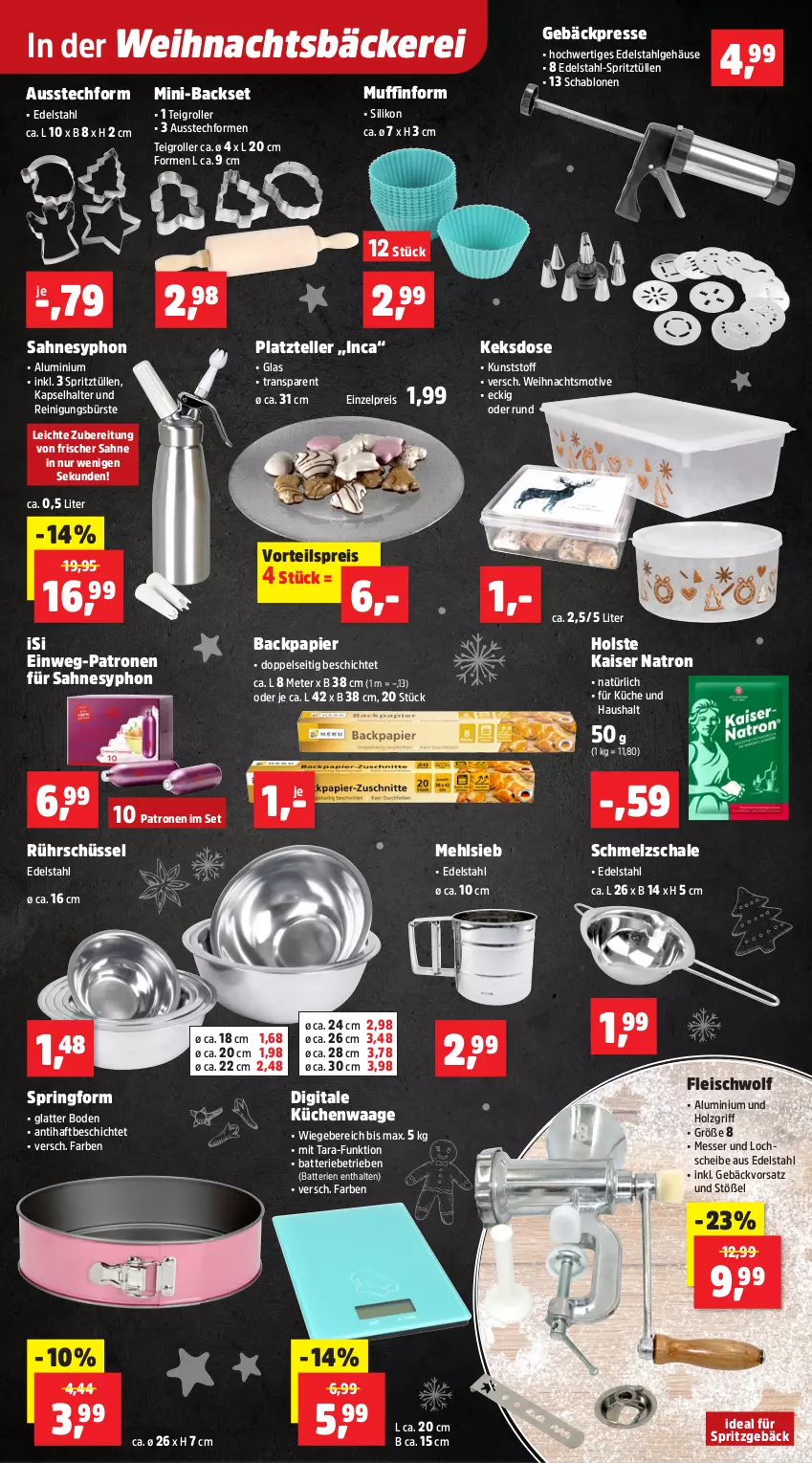 Aktueller Prospekt Thomas Philipps - von 27.10 bis 01.11.2025 - strona 11 - produkty: Ausstechformen, batterie, batterien, bürste, edelstahl, eis, elle, fleisch, Gebäckpresse, Holz, Kaiser, Kapselhalter, keks, Keksdose, küche, Küchen, Küchenwaage, latte, LG, mehl, messer, Muffin, Muffinform, papier, Reinigung, reinigungsbürste, reis, ring, Roller, Rührschüssel, sahne, Schal, Schale, Schmelzschale, schüssel, Springform, Spritzgebäck, Teigrolle, teller, Ti, vorteilspreis, Waage, ZTE