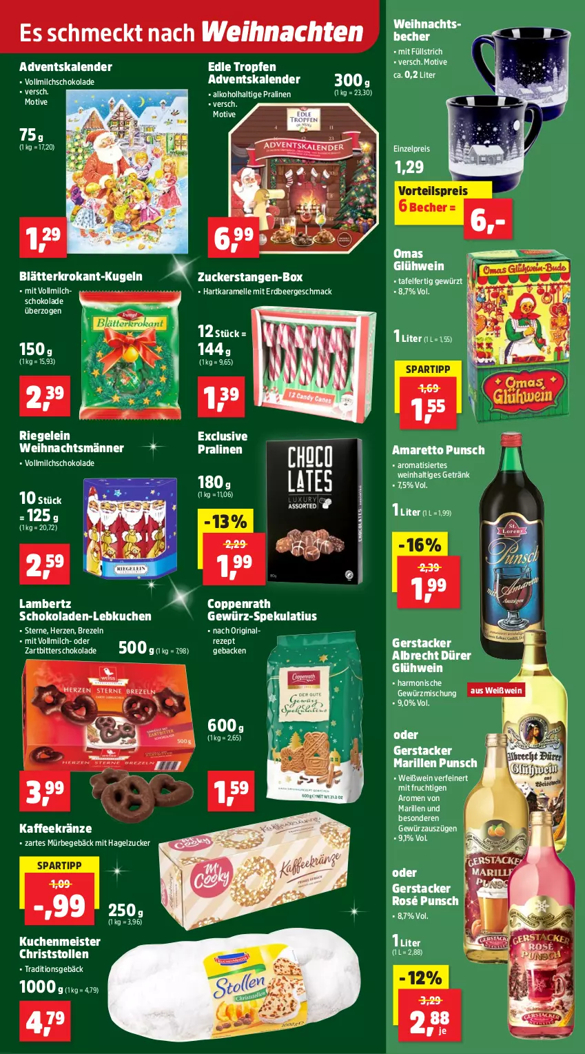 Aktueller Prospekt Thomas Philipps - von 27.10 bis 01.11.2025 - strona 19 - produkty: Adventskalender, alkohol, Amaretto, Amber, Becher, brezel, Brezeln, coppenrath, eis, elle, frucht, geback, getränk, gewürz, Gewürzmischung, gin, Glühwein, kaffee, karamell, kuchen, kuchenmeister, Kugel, lambertz, Lebkuchen, mac, Meister, milch, mit frucht, pralinen, reis, rezept, riegel, schoko, schokolade, schokoladen, spartipp, Stollen, Ti, vollmilch, vorteilspreis, weihnachten, wein, Weißwein, Zartbitterschokolade, zucker