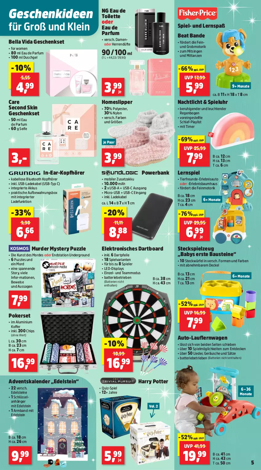 Aktueller Prospekt Thomas Philipps - von 27.10 bis 01.11.2025 - strona 5 - produkty: akku, Anhänger, Armband, aufbewahrungsbox, aust, auto, Bank, batterie, batterien, Bau, chips, decke, Deckel, deka, duschgel, Eau de parfum, eau de toilette, eis, Elektro, geschenkset, in-ear-kopfhörer, koffer, kopfhörer, ladekabel, lays, Lernspiel, Leuchte, leuchten, Nachtlicht, parfum, powerbank, Puzzle, Ria, Seife, slip, Slipper, Spiele, spielzeug, Steckspiel, tender, Ti, timer, tisch, uhr, usb, würfel