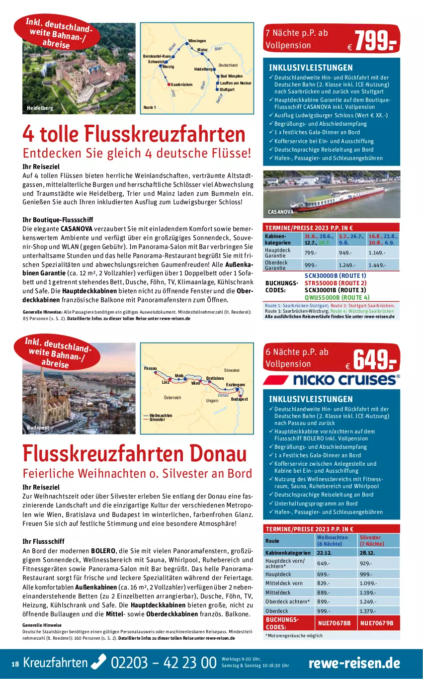 Aktueller Prospekt Rewe Reisen - Reiseprospekt - von 02.06 bis 30.06.2023 - strona 18 - produkty: Bad, bett, Betten, Brei, buch, burger, decke, deutschsprachige reiseleitung, dusche, eier, eis, elle, ente, erde, fenster, inklusivleistungen, koffer, kreuzfahrten, kühlschrank, Metro, Mode, Persona, pool, rama, reis, rel, ring, Schrank, Sofa, Spezi, Ti, uhr, weihnachten, wein, wellnessbereich, Whirlpool, ZTE