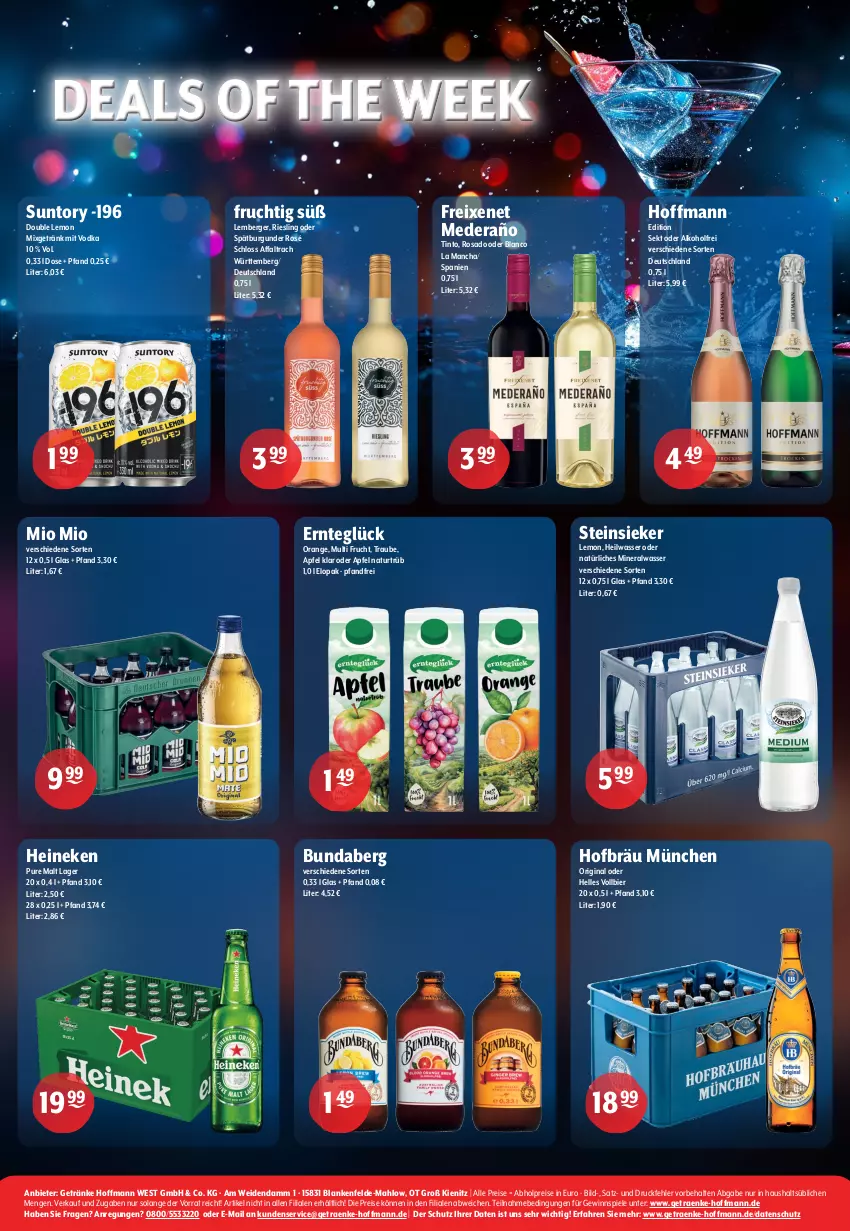 Aktueller Prospekt Getraenke Hoffmann - Prospekte - von 25.11 bis 07.12.2024 - strona 8 - produkty: abholpreise, alkohol, Alwa, apfel, Berger, bier, Bundaberg, burgunder, eis, elle, freixenet, frucht, getränk, getränke, gewinnspiel, gin, heineken, mineralwasser, Mio Mio, Mixgetränk, natur, natürliches mineralwasser, orange, reis, riesling, sekt, spätburgunder, Spiele, Steinsieker, Ti, vodka, wasser