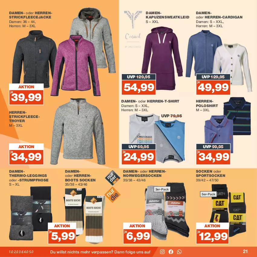 Aktueller Prospekt Real - von 02.10 bis 07.10.2023 - strona 21 - produkty: Cardigan, Fleecejacke, gin, herren-t-shirt, hose, Jacke, kleid, leggings, LG, Norwegersocken, poloshirt, rum, rwe, shirt, socken, Sport, sportsocken, Strickfleecejacke, Strumpfhose, Sweatkleid, T-Shirt, Ti