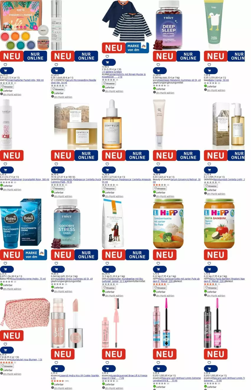 Aktueller Prospekt Dm Drogerie - Prospekte - von 18.08 bis 27.08.2025 - strona 10 - produkty: apfel, beutel, bio, blume, blumen, cookie, creme, eis, ente, feuchtigkeitscreme, Germ, gin, grana, granatapfel, hipp, kakao, Langarmshirt, lenco, Mascara, pasta, pute, Rana, Reinigung, ring, risotto, rum, Serum, shirt, shirts, tee, Ti