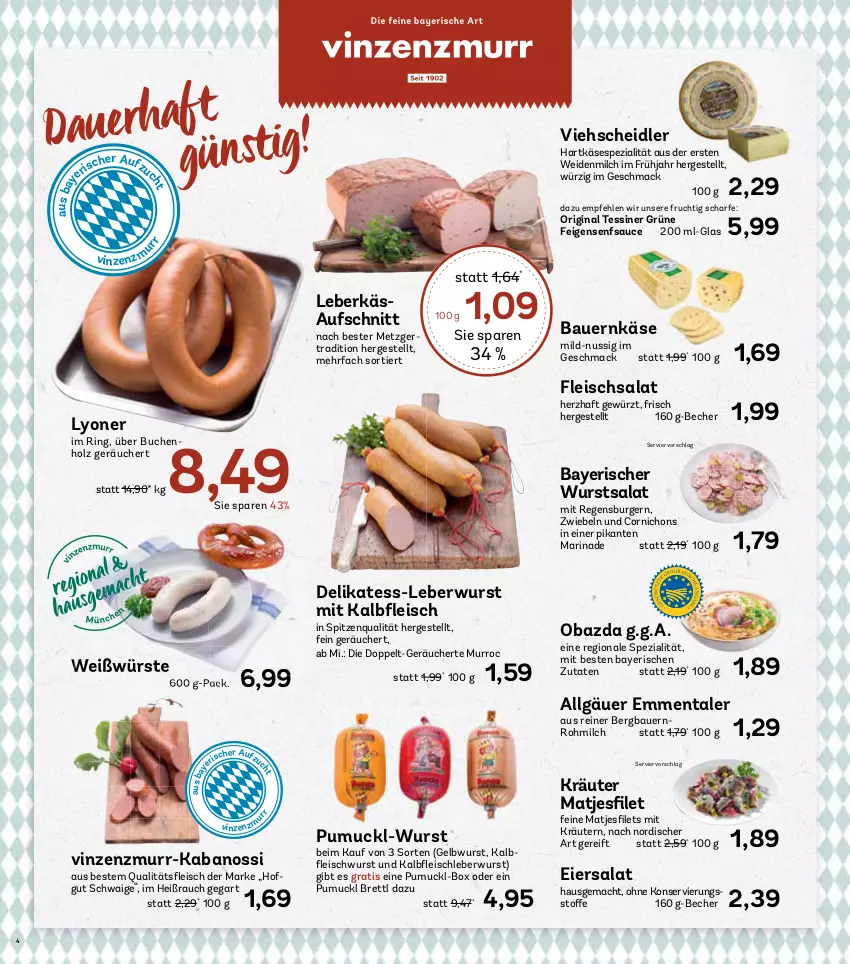 Aktueller Prospekt Aez - Prospekte - von 16.09 bis 21.09.2024 - strona 4 - produkty: apfel, appenzeller, auer, aufschnitt, Bau, Bauer, Becher, brie, buch, burger, eier, eiersalat, eis, elle, emmentaler, Feigen, fleisch, fleischsalat, frischkäse, frucht, geback, gewürz, gin, grill, hartkäse, hofgut, Holz, ilag, kabanos, Käse, kräuter, kräutern, Krustenschinken, leberkäs, leberwurst, leine, LG, lyoner, mac, marinade, matjes, Mett, mettwurst, milch, mit zwiebeln, natur, nuss, obazda, Rauch, regensburger, ring, salat, sauce, schinken, schnittlauch, senf, Spezi, spitzenqualität, Ti, torte, weichkäse, wurst, Yo, zwiebel, zwiebelmettwurst, zwiebeln