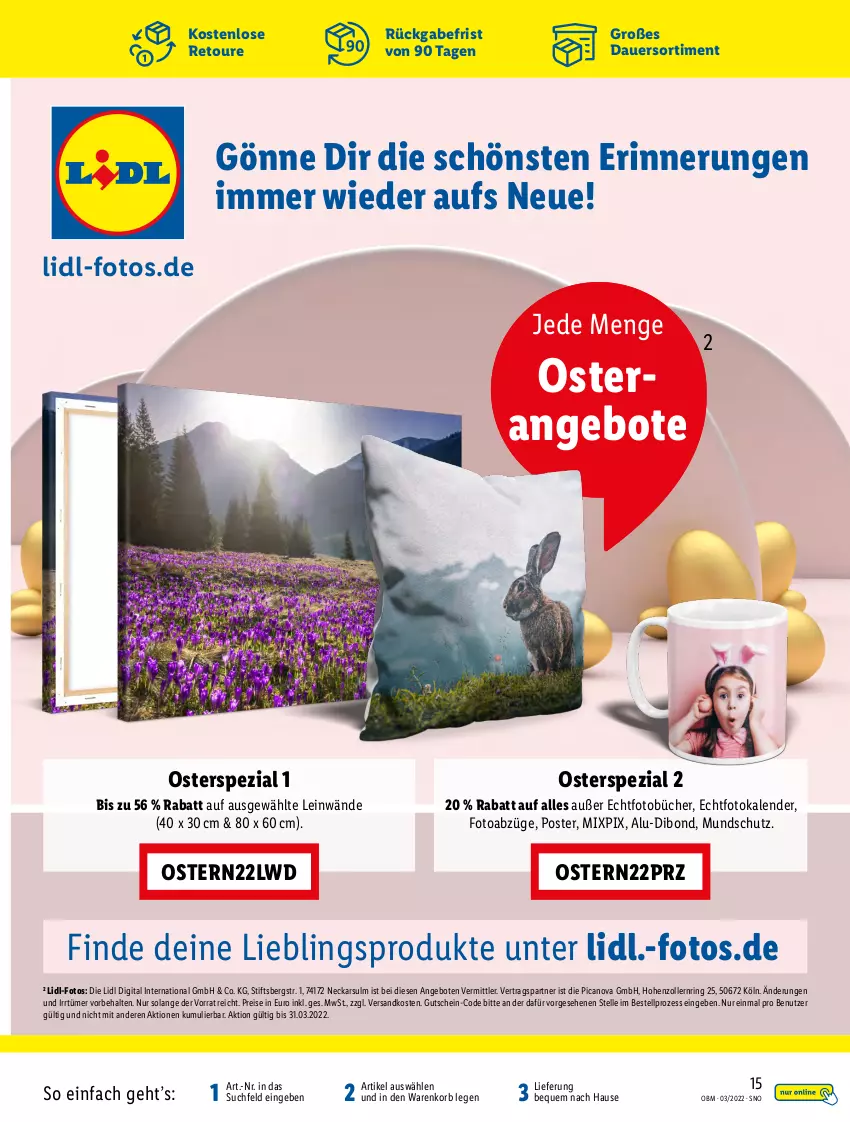 Aktueller Prospekt Lidl - Aktuelle Onlineshop-Highlights - von 01.03 bis 31.03.2022 - strona 15 - produkty: angebot, angebote, auer, eis, elle, Fotokalender, gutschein, korb, ndk, reis, ring, Spezi, Ti