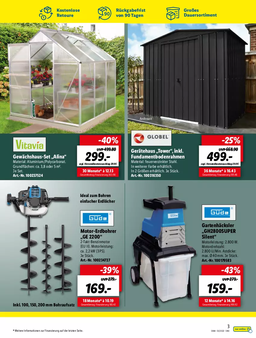 Aktueller Prospekt Lidl - Aktuelle Onlineshop-Highlights - von 01.03 bis 31.03.2022 - strona 3 - produkty: auer, Bona, eis, Garten, Gartenhäcksler, Gewächshaus, korb, ndk, Ria, Ti, ZTE