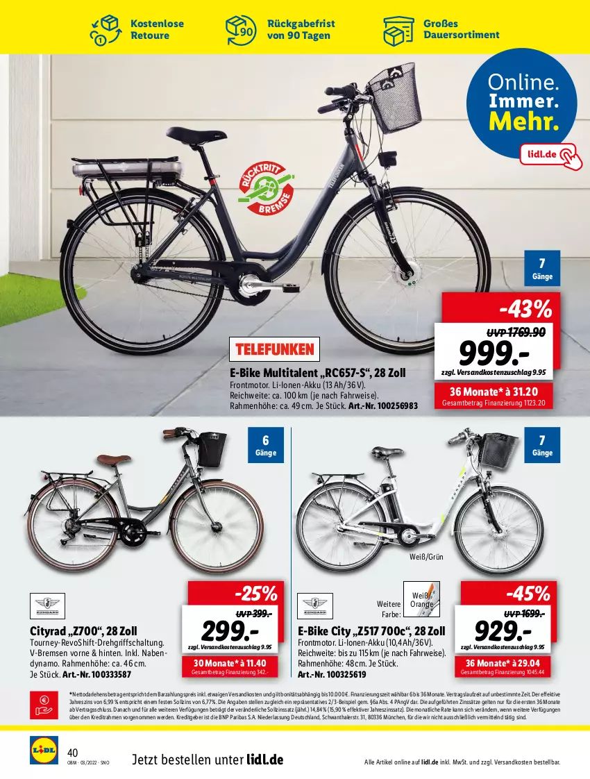 Aktueller Prospekt Lidl - Aktuelle Onlineshop-Highlights - von 01.03 bis 31.03.2022 - strona 40 - produkty: akku, auer, E-Bike, eis, elle, erde, nabendynamo, ndk, orange, reis, rwe, Schal, Ti