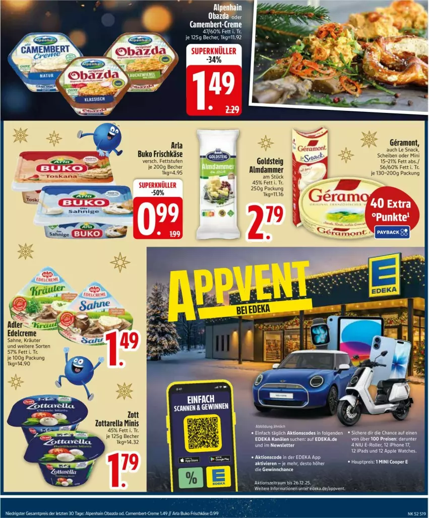 Aktueller Prospekt Edeka - Prospekte - von 22.12 bis 27.12.2025 - strona 21 - produkty: arla, Becher, Buko, deka, frischkäse, goldsteig, Käse, kräuter, rel, sahne, zott, zottarella, zottarella minis