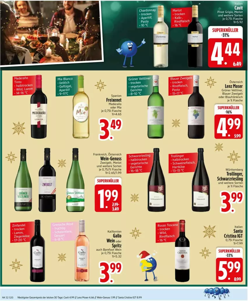 Aktueller Prospekt Edeka - Prospekte - von 22.12 bis 27.12.2025 - strona 22 - produkty: auer, blauer zweigelt, eis, flasche, freixenet, gallo, grüner veltliner, Lenz Moser, merl, merlot, moser, nuss, reis, riesling, schwarzriesling, Ti, trolli, trollinger, wein, ZTE, Zweigelt