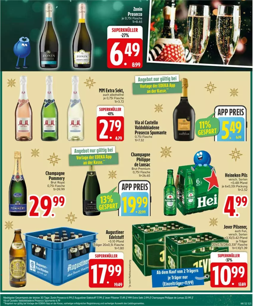 Aktueller Prospekt Edeka - Prospekte - von 22.12 bis 27.12.2025 - strona 23 - produkty: alkohol, brut, champagne, ecco, flasche, heineken, jever, jever pilsener, mm extra, pils, pilsener, prosecco, puma, sac, sekt, spumante, Ti, valdo