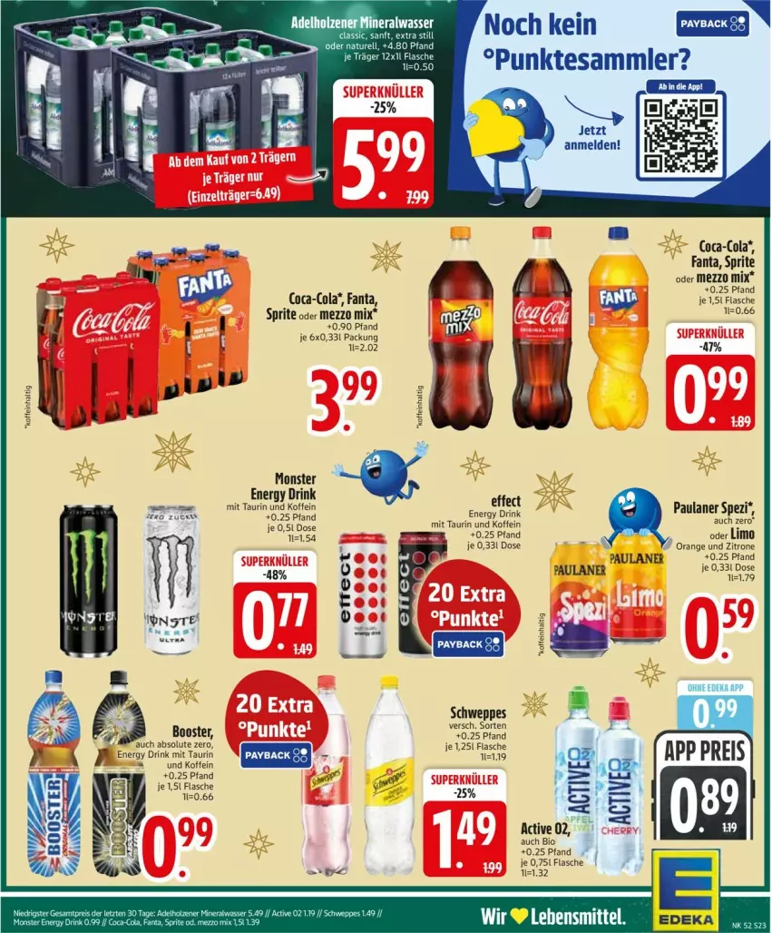 Aktueller Prospekt Edeka - Prospekte - von 22.12 bis 27.12.2025 - strona 25 - produkty: bio, coca-cola, cola, deka, drink, eis, energy drink, fanta, flasche, limo, Mezzo Mix, monster, Monster Energy, orange, Paula, paulaner, reis, schweppes, Spezi, sprite, tesa, Ti, zitrone