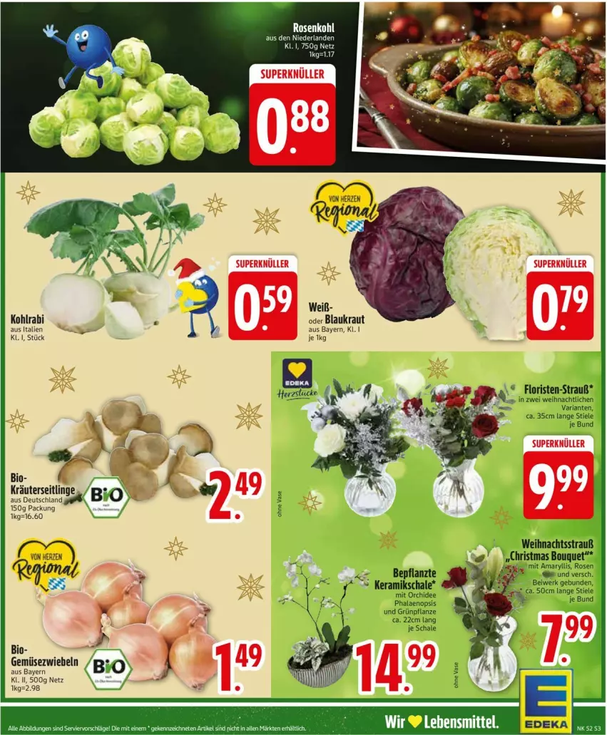 Aktueller Prospekt Edeka - Prospekte - von 22.12 bis 27.12.2025 - strona 5 - produkty: bio, deka, Gemüsezwiebel, kohlrabi, Kraut, kräuter, Kräuterseitlinge, pflanze, phalaenopsis, Ria, Schal, Schale, Ti, Vase, zwiebel, zwiebeln