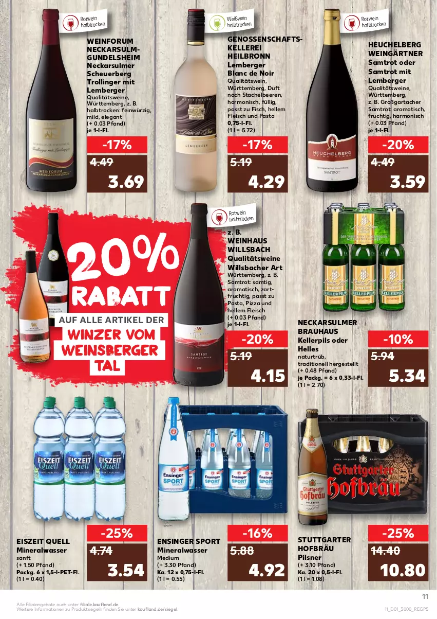 Aktueller Prospekt Kaufland - von 06.01 bis 12.01.2022 - strona 11 - produkty: Alwa, angebot, angebote, beere, beeren, Berger, eis, elle, fisch, fleisch, frucht, Heu, mineralwasser, Mineralwasser Medium, natur, pasta, pils, pilsner, pizza, qualitätswein, qualitätsweine, rotwein, rum, Sport, Stachelbeeren, Ti, tisch, trolli, trollinger, wasser, wein, weine, Weißwein