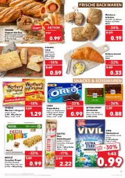 Gazetka promocyjna Kaufland - Gazetka - ważna od 12.01 do 12.01.2022 - strona 27 - produkty: angebot, angebote, backwaren, beutel, bonbons, brot, brötchen, butter, cerealien, ciabatta, cin, creme, Croissant, Doppelkekse, erbsen, frische backwaren, gin, giotto, hafer, haselnuss, Haselnusscreme, hot dog, kakao, keks, kekse, korn, Kugel, lion, natur, nesquik, nestlé, nuss, Ofen, oreo, Plunder, riegel, ritter, ritter sport, schoko, schokolade, snack, snacks, Sport, storck, süsswaren, Ti, vanille, Weizenbrot, werther's, würstchen, zucker