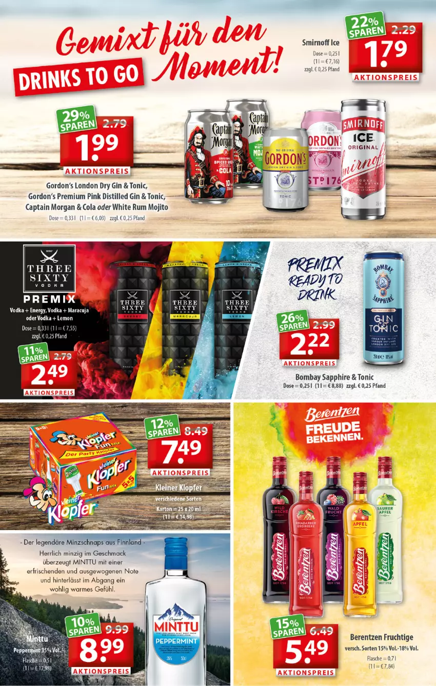 Aktueller Prospekt Getraenkeland - von 16.05 bis 28.05.2022 - strona 6 - produkty: berentzen, bombay sapphire, Cap, captain morgan, cola, dry gin, Elan, flasche, frucht, gin, gordon, Gordon’s, london dry, london dry gin, mac, mint, mojito, rum, sapphire, smirnoff, Ti, tonic, white rum