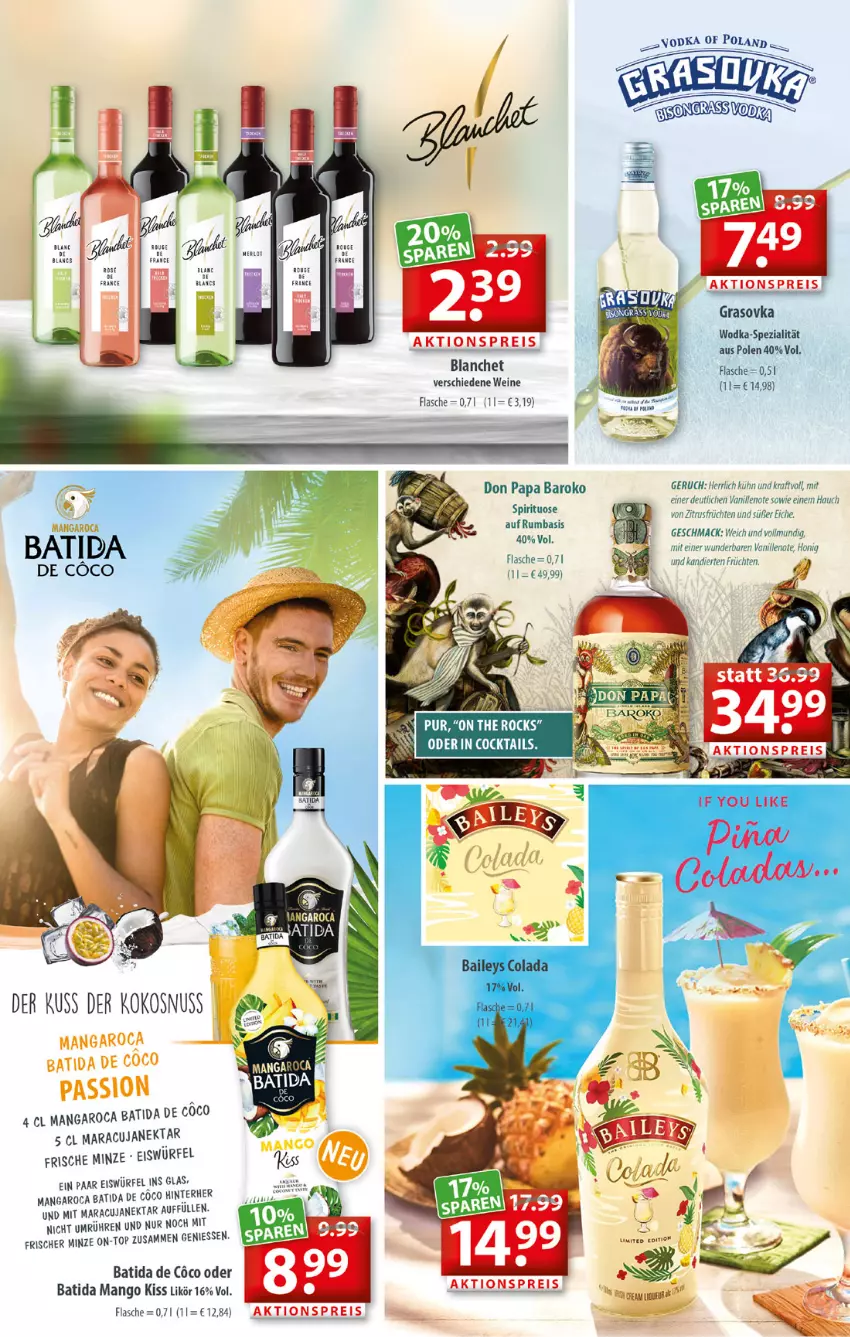 Aktueller Prospekt Getraenkeland - von 16.05 bis 28.05.2022 - strona 7 - produkty: aktionspreis, baileys, batida, cocktail, cocktails, cola, eis, eiswürfel, Elan, flasche, früchte, früchten, honig, likör, mac, mangaroca, mango, maracuja, minze, Nektar, reis, rum, Spezi, Ti, wein, weine, wodka, würfel