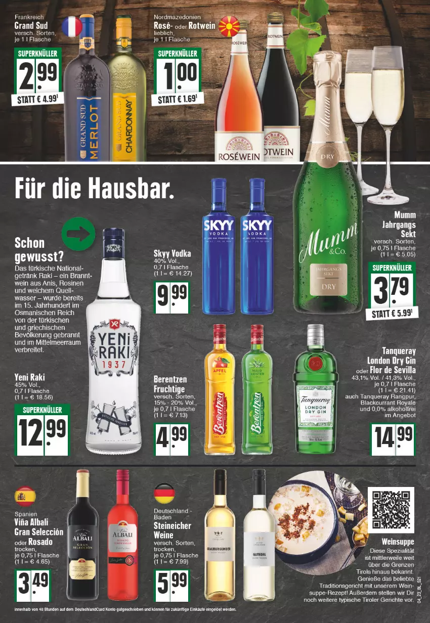 Aktueller Prospekt E Center - Angebote der Woche - von 23.01 bis 28.01.2023 - strona 21 - produkty: alkohol, angebot, burgunder, Currant, dry gin, elle, erde, flasche, gin, grand sud, lack, london dry, london dry gin, rezept, rotwein, skyy, Spezi, suppe, Tanqueray, tee, Ti, usb, wasser, wein