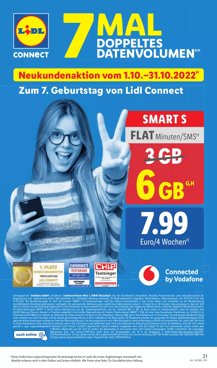 Aktueller Prospekt Lidl - Aktionsprospekt - von 17.10 bis 22.10.2022 - strona 21 - produkty: aldi, angebot, auer, auto, braun, Brei, buch, dell, eis, elle, erde, gin, inklusivleistungen, Liege, Mode, Rauch, reis, rwe, sim, Soda, Tchibo, Ti, tisch, vodafone, Yo, ZTE