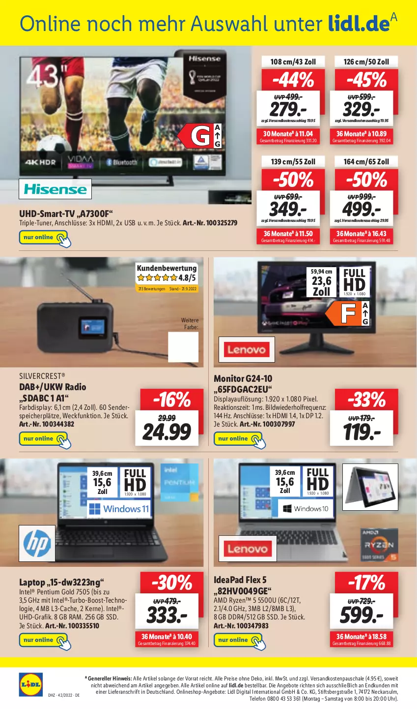 Aktueller Prospekt Lidl - Aktionsprospekt - von 17.10 bis 22.10.2022 - strona 48 - produkty: angebot, angebote, eis, elle, enders, HDMI, Intel, Laptop, monitor, ndk, Pentium, Radio, reis, rel, ryzen, Schal, Schale, silvercrest, ssd, telefon, Ti, tuner, uhd, uhr, usb, weck