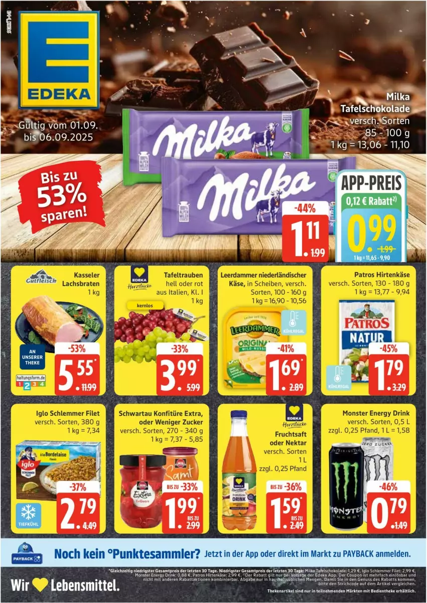 Aktueller Prospekt Edeka - Prospekte - von 01.09 bis 06.09.2025 - strona 1 - produkty: eis, lebensmittel, reis, schoko, schokolade, tafelschokolade, Ti