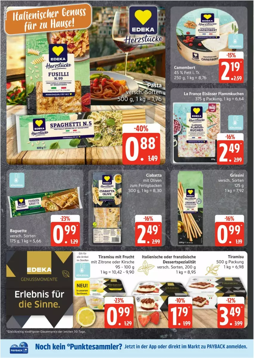 Aktueller Prospekt Edeka - Prospekte - von 01.09 bis 06.09.2025 - strona 2 - produkty: baguette, ciabatta, dessert, desserts, flammkuchen, frucht, kirsch, kirsche, kuchen, lamm, mit frucht, olive, oliven, payback, Spezi, tee, tesa, Ti, tiramisu, zitrone