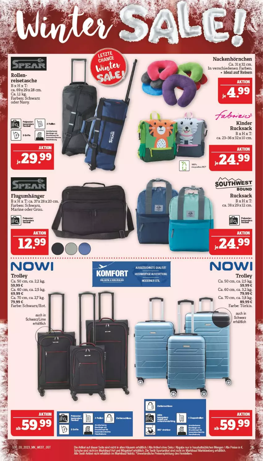 Aktueller Prospekt Marktkauf - Prospekt - von 15.01 bis 21.01.2023 - strona 35 - produkty: eis, hörnchen, Kinder, reis, reisetasche, rucksack, sac, Tasche, trolley