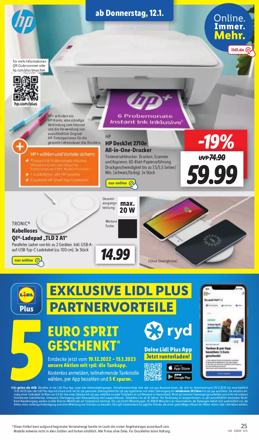 Aktueller Prospekt Lidl - Aktionsprospekt - von 09.01 bis 14.01.2023 - strona 25 - produkty: angebot, auer, decke, deka, dell, drucker, eis, elle, erde, gin, gutschein, gutscheine, HP, ladekabel, Mode, papier, reis, rwe, smartphone, Ti, Tintenpatrone, usb, ZTE