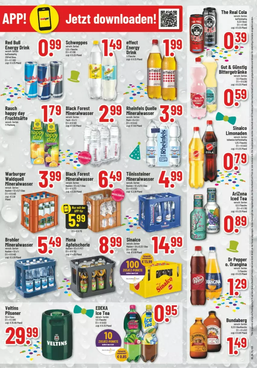 Aktueller Prospekt Trinkgut - Prospekte - von 05.02 bis 10.02.2024 - strona 4 - produkty: Alwa, black forest, Bundaberg, burger, cola, drink, Effect, eier, eis, elle, energy drink, fisch, fische, flasche, getränk, getränke, gin, lack, limo, limonade, limonaden, mineralwasser, orangina, red bull, rheinfels quelle, schweppes, sinalco, steiner, Ti, wasser