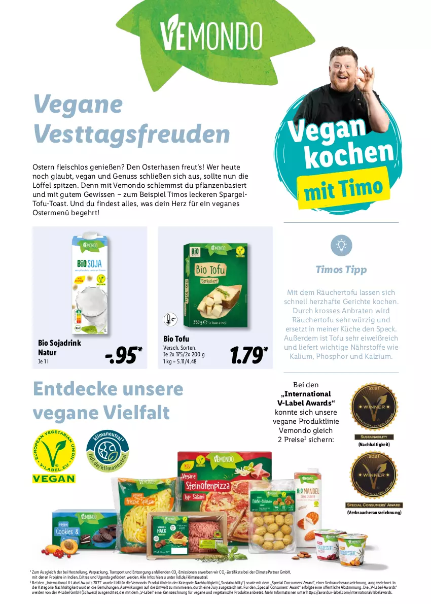 Aktueller Prospekt Lidl - Oster-Magazin - von 28.03 bis 17.04.2022 - strona 14 - produkty: bio, braten, decke, drink, eis, erde, fleisch, Heu, küche, LG, Löffel, natur, nuss, pflanze, pflanzen, Rauch, reis, rwe, soja, Sojadrink, spargel, Speck, Sport, Ti, toast, Tofu, Vegeta