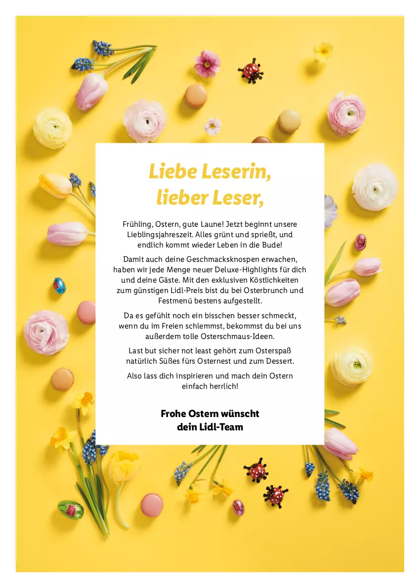 Aktueller Prospekt Lidl - Oster-Magazin - von 28.03 bis 17.04.2022 - strona 2 - produkty: beko, dessert, eis, erde, gin, mac, Maus, reis, Ti