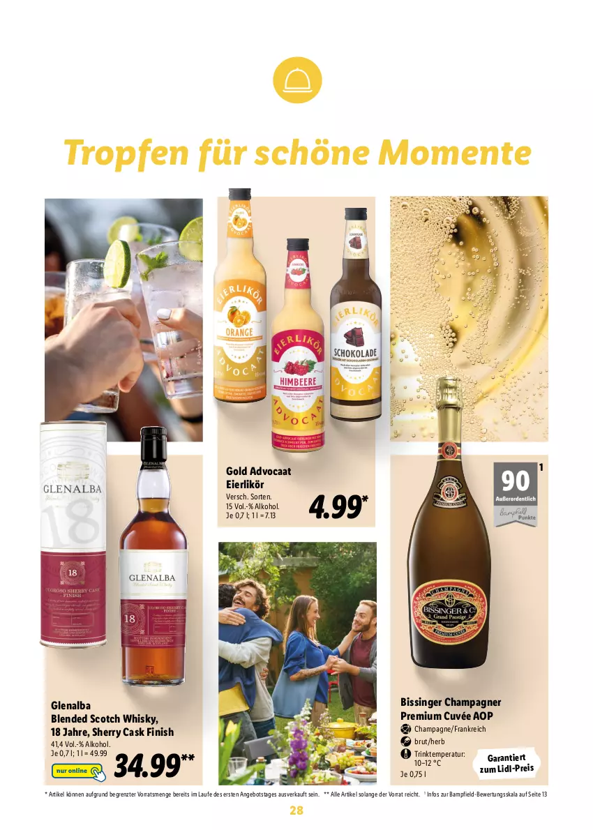 Aktueller Prospekt Lidl - Oster-Magazin - von 28.03 bis 17.04.2022 - strona 28 - produkty: alkohol, angebot, blended scotch, blended scotch whisky, brut, champagne, champagner, cuvée, eier, eierlikör, eis, ente, Finish, likör, reis, scotch, scotch whisky, Ti, whisky, ZTE