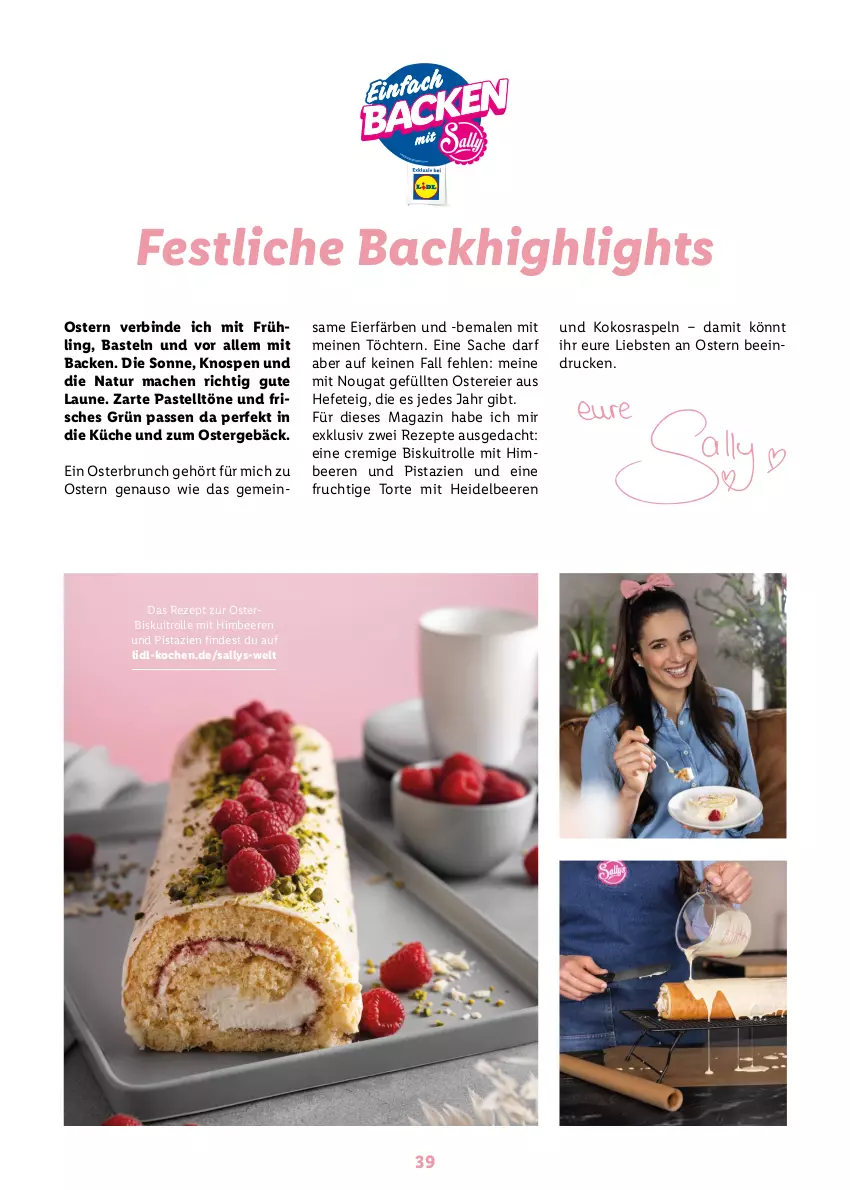 Aktueller Prospekt Lidl - Oster-Magazin - von 28.03 bis 17.04.2022 - strona 39 - produkty: beere, beeren, eier, frucht, Hefe, heidelbeere, heidelbeeren, himbeer, himbeere, himbeeren, kokos, küche, mac, magazin, natur, pistazien, rezept, rezepte, sac, Ti, torte