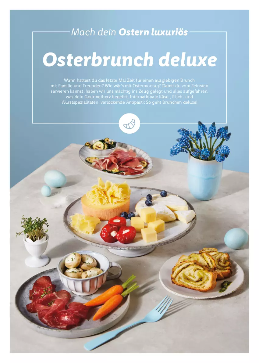 Aktueller Prospekt Lidl - Oster-Magazin - von 28.03 bis 17.04.2022 - strona 4 - produkty: antipasti, asti, fisch, Käse, mac, Spezi, Ti, wurst, ZTE