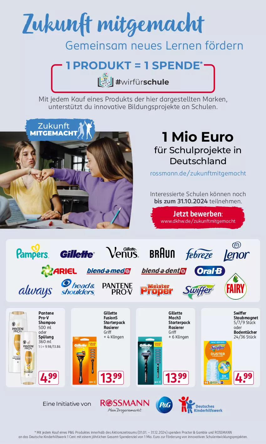 Aktueller Prospekt Rossmann - Prospekte - von 21.10 bis 25.10.2024 - strona 18 - produkty: Bodentücher, fusion5, gillette, Kinder, mac, mach3, pantene, pantene pro-v, pro-v, rasierer, shampoo, spülung, staubmagnet, swiffer, Ti, tücher, WICK