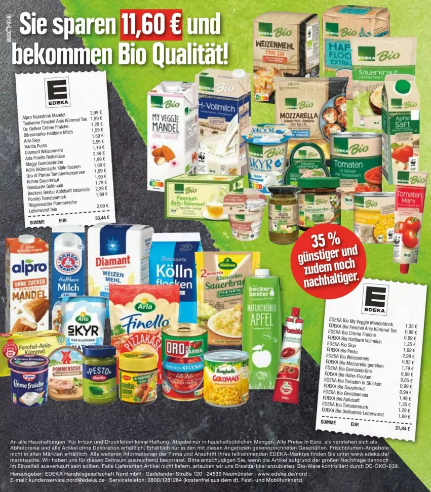 Aktueller Prospekt Edeka - Prospekte - von 06.04 bis 13.04.2024 - strona 20 - produkty: abholpreise, alle artikel ohne dekoration, angebot, angebote, auer, bio, blume, blumen, Brühe, deka, dekoration, drink, edeka bio, eis, Elan, fenchel, finello, gemüsemais, hafer, haltbare milch, Kraut, mais, mandel, Mandeldrink, milch, pesto, Pommersche, reis, rel, Ria, saft, Sauerkraut, Skyr, tee, Ti, tomate, tomaten, trolli, veggie