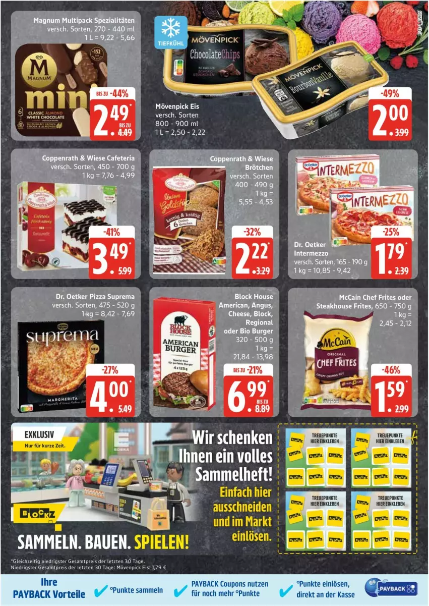 Aktueller Prospekt Edeka - Prospekte - von 23.06 bis 28.06.2025 - strona 13 - produkty: auer, bio, brötchen, burger, butter, coupon, coupons, eis, intermezzo, mam, mövenpick, mövenpick eis, payback, reis, Ria, Ti, ZTE