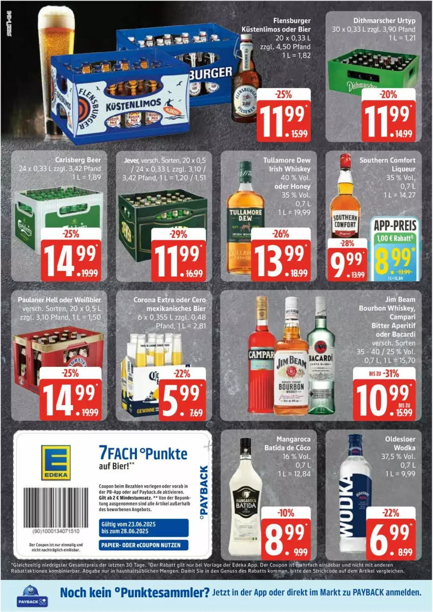 Aktueller Prospekt Edeka - Prospekte - von 23.06 bis 28.06.2025 - strona 18 - produkty: angebot, bier, burger, coupon, deka, eis, flensburger, limo, nuss, payback, reis, tesa, Ti, ZTE