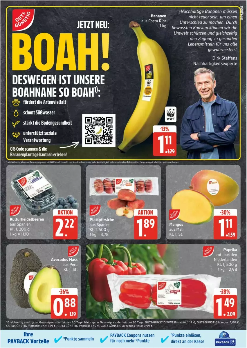 Aktueller Prospekt Edeka - Prospekte - von 23.06 bis 28.06.2025 - strona 5 - produkty: avocado, avocados, banane, bananen, coupon, coupons, eis, mac, mango, mangos, paprika, payback, pfirsich, pfirsiche, plattpfirsiche, reis, Schütze, tee, Ti, ZTE